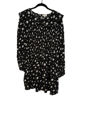 Miss Selfridge Black White Floral Printed Long Sleeve Dress Size 10
